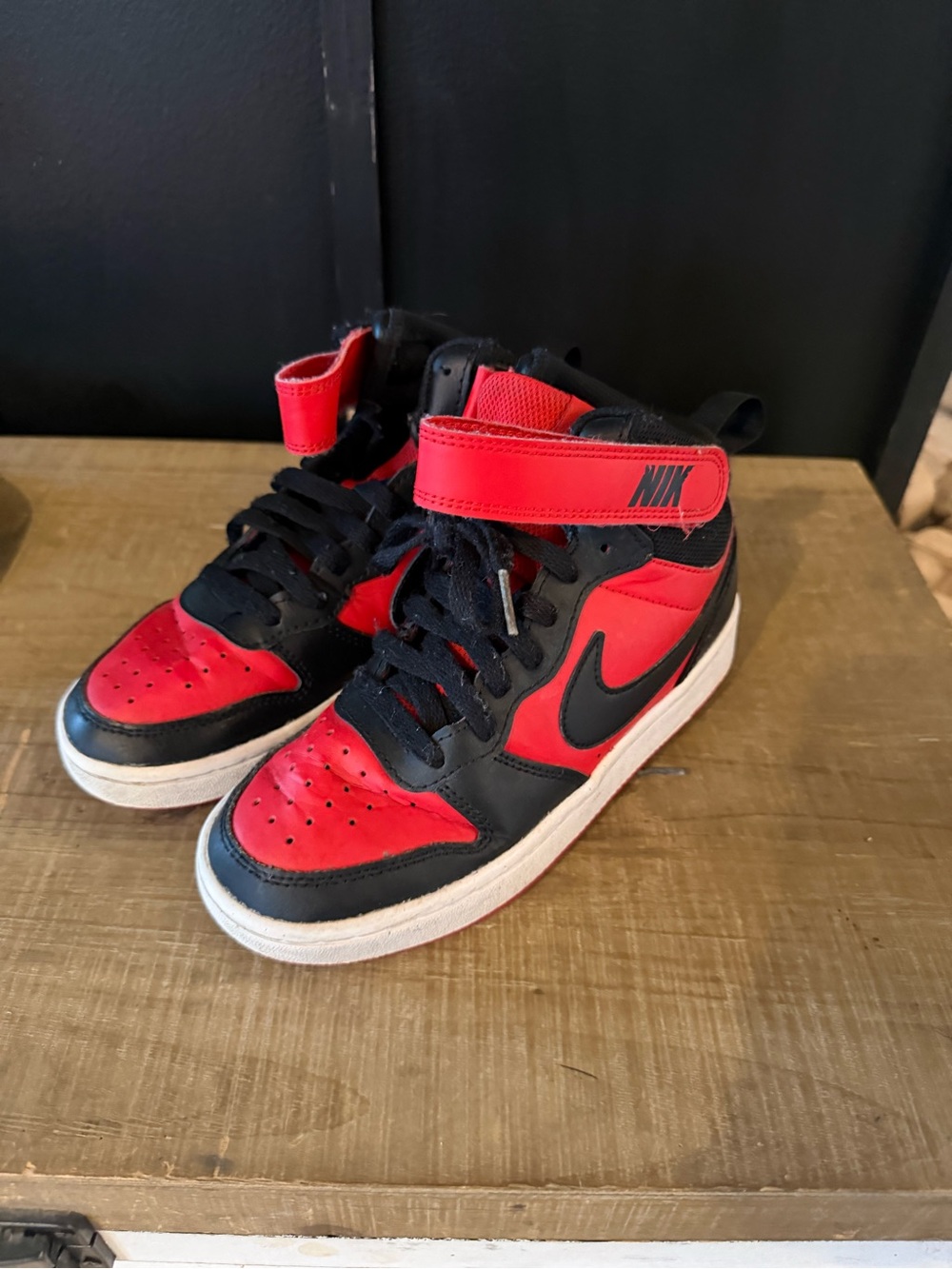 Nike Kids Black and Red High-Top Sneakers